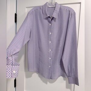 Amina Rubinacci Silk Long Sleeve Collared Button Down, Size 52 (US 14/16)